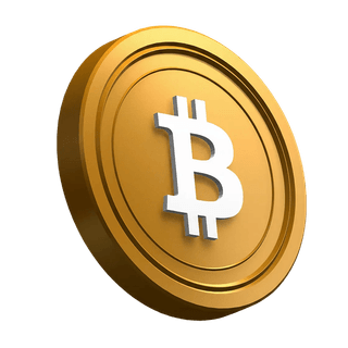 Eğik konumdaki Bitcoin BTC coin, hero bölümünün görsel ögesi